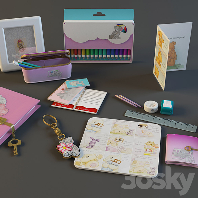 Teddy stationery set 3DSMax File - thumbnail 1