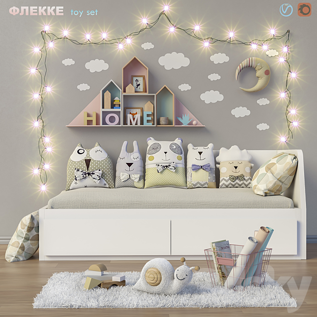 Toys and daybed IKEA FLEKKE set 14 3DSMax File - thumbnail 1