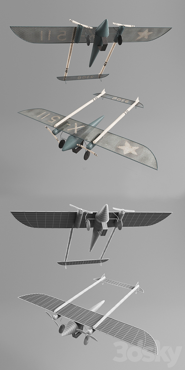 VINTAGE MODEL AIRPLANE 3DS Max Model - thumbnail 2