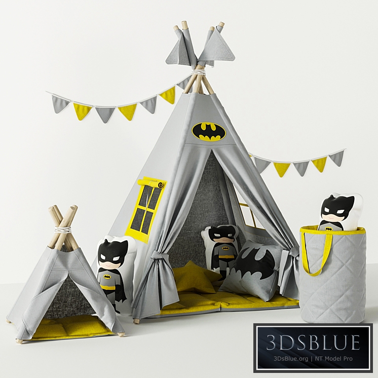 Wigwam Batman with cushions and basket 3DS Max - thumbnail 3