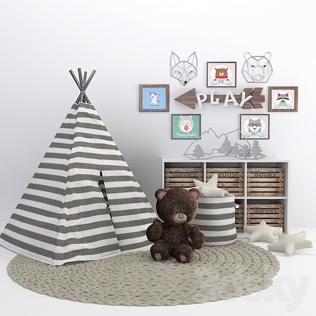 Wigwam nursery with a decor 2 3DSMax File - thumbnail 1