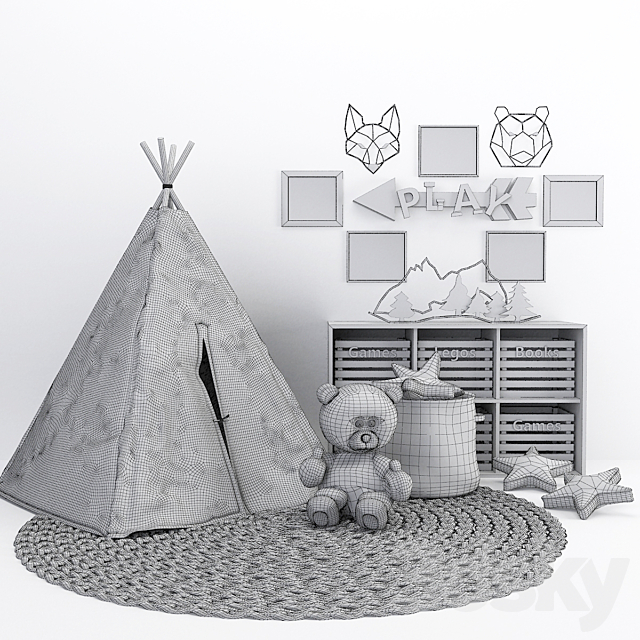 Wigwam nursery with a decor 2 3DSMax File - thumbnail 3