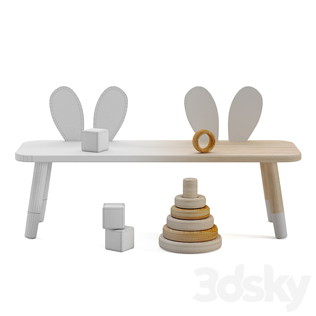 Zara Home Rabbit Kids Bench 3DS Max Model - thumbnail 3