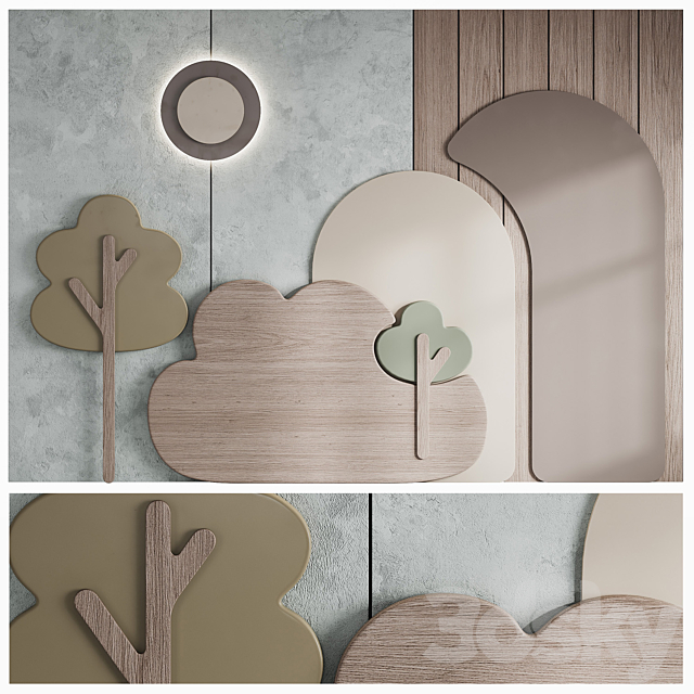 101 Childrens Wall Panel with Headboard 3ds Max - thumbnail 1