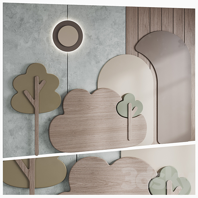 101 Childrens Wall Panel with Headboard 3ds Max - thumbnail 2