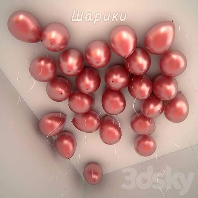 25 balloons 3ds Max - thumbnail 1