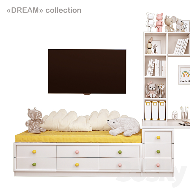 Arbuzov Studio Dream Collection Tv and Desk with Shelves 3ds Max - thumbnail 3