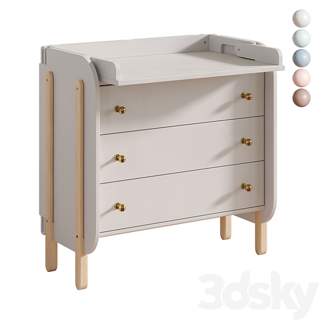 Baby Chipak Chest of drawers with changing board 3ds Max - thumbnail 1