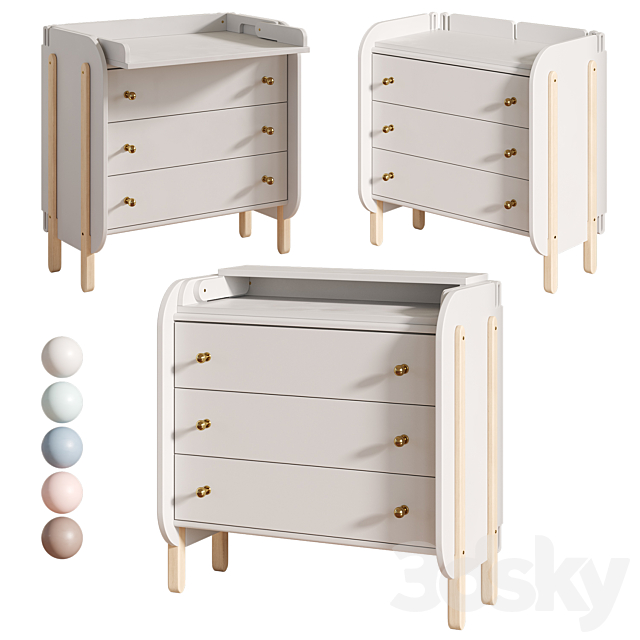 Baby Chipak Chest of drawers with changing board 3ds Max - thumbnail 2