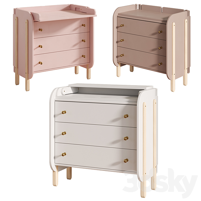 Baby Chipak Chest of drawers with changing board 3ds Max - thumbnail 3