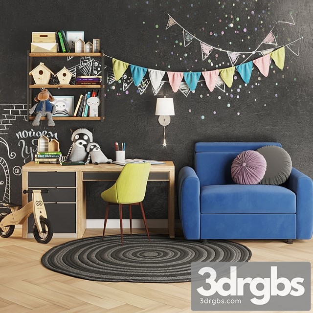 Children Room Set 3 3dsmax Download - thumbnail 1