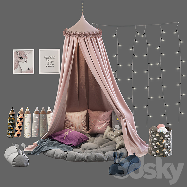 Children’s canopy with decor 3ds Max - thumbnail 1