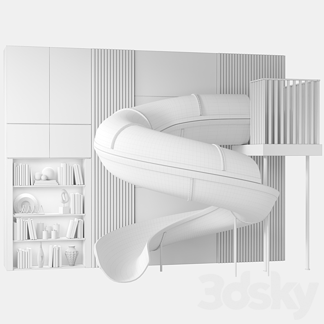 Children’s wall with slide and decor 3ds Max - thumbnail 2