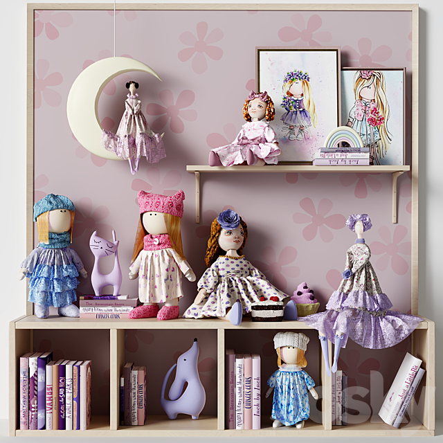 Childroom decor for girls 3ds Max - thumbnail 1