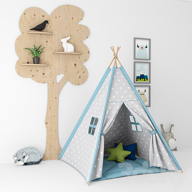 Decorative set for a nursery with a tent 3ds Max - thumbnail 1