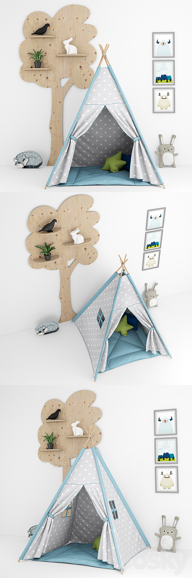 Decorative set for a nursery with a tent 3ds Max - thumbnail 2