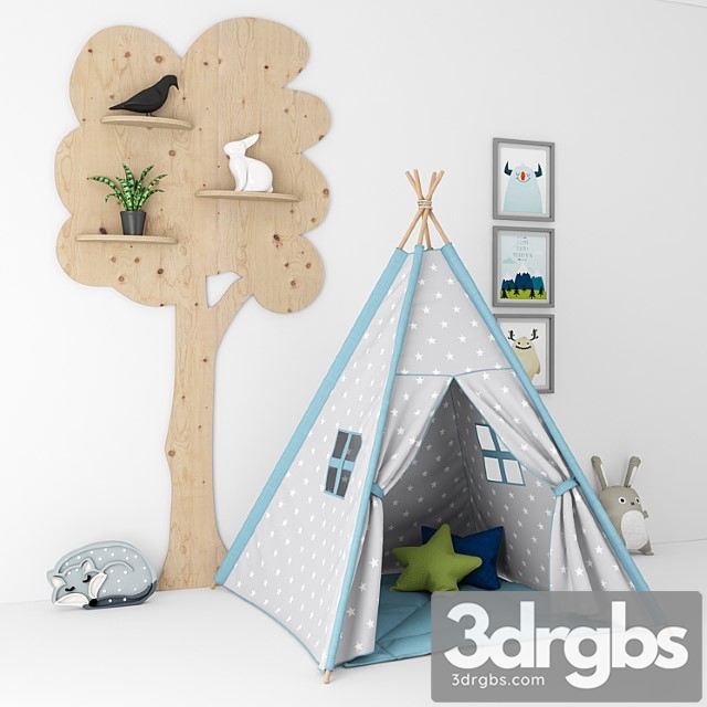 Decorative Set For A Nursery With A Tent 3dsmax Download - thumbnail 1