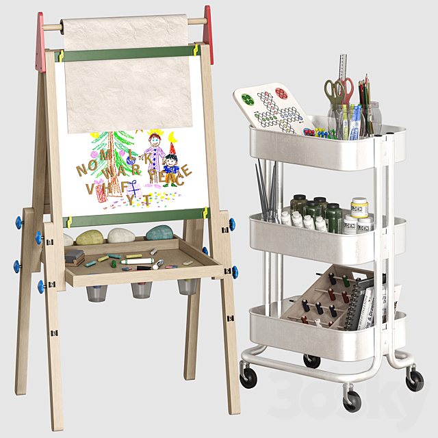 Easel for Kids with 2 Drawing Paper Raskog 3ds Max - thumbnail 1