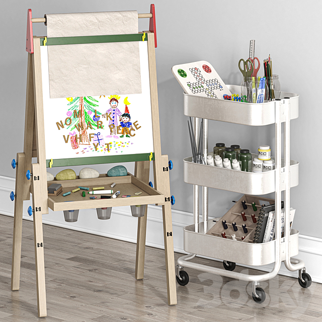 Easel for Kids with 2 Drawing Paper Raskog 3ds Max - thumbnail 2