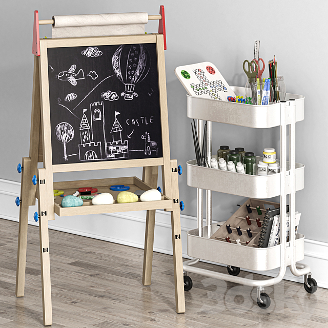 Easel for Kids with 2 Drawing Paper Raskog 3ds Max - thumbnail 3