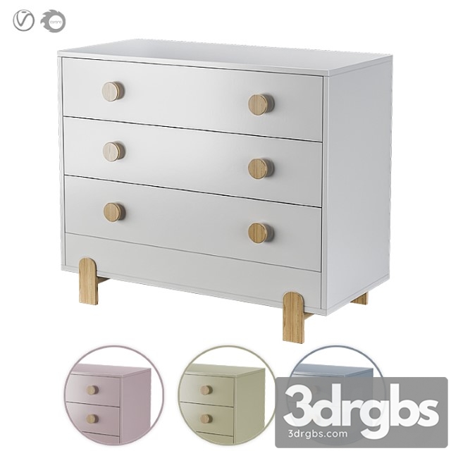 Ellipse chest of drawers ice-cream 3 drawers in three colors - thumbnail 1