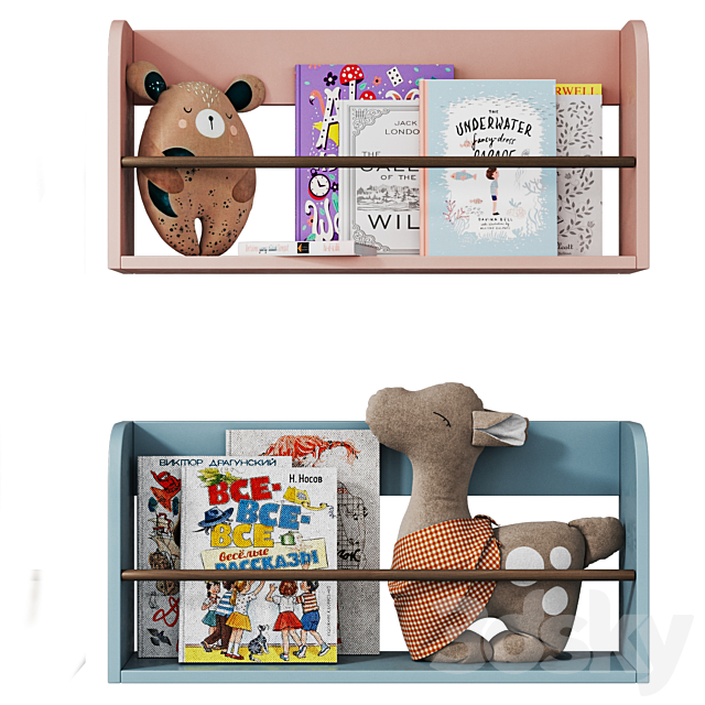 Furniture for children \\ Shelves for the nursery 004 3ds Max - thumbnail 2