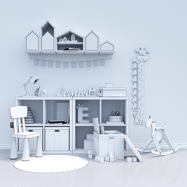 Furniture toys and decor for a children’s room 3ds Max - thumbnail 2