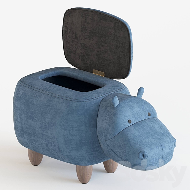 Hippo children’s storage stool 3ds Max - thumbnail 3