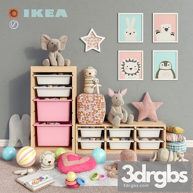 Ikea Storage Furniture Toys and Decor for A Children 3dsmax Download - thumbnail 1