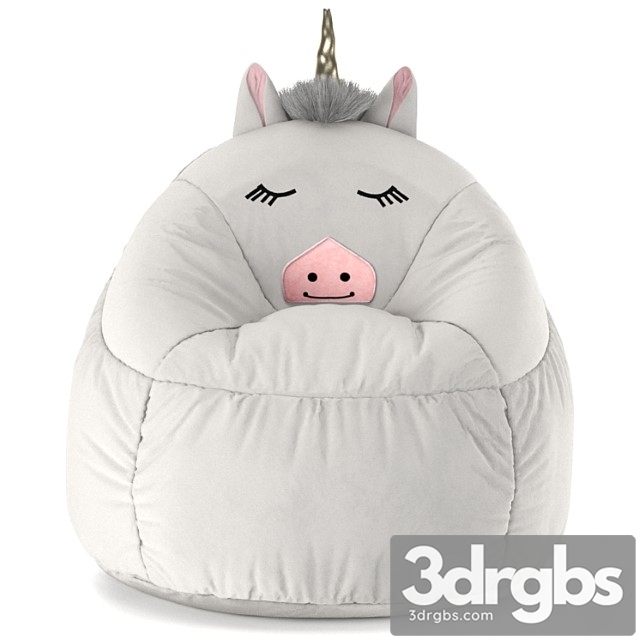 Kids Bean Bag Chair White Unicorn Pillowfort 3dsmax Download - thumbnail 1