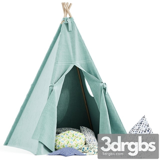 Kids teepee tent set mint - thumbnail 1