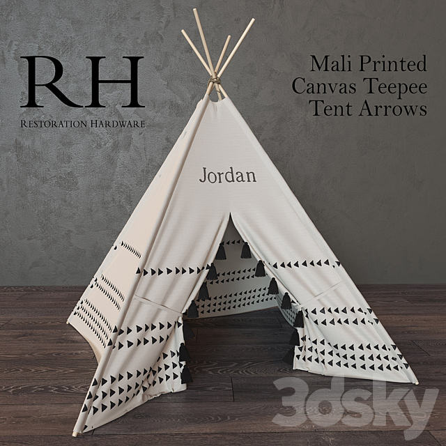 Mali Printed Canvas Teepee Tent Arrows 3ds Max - thumbnail 1