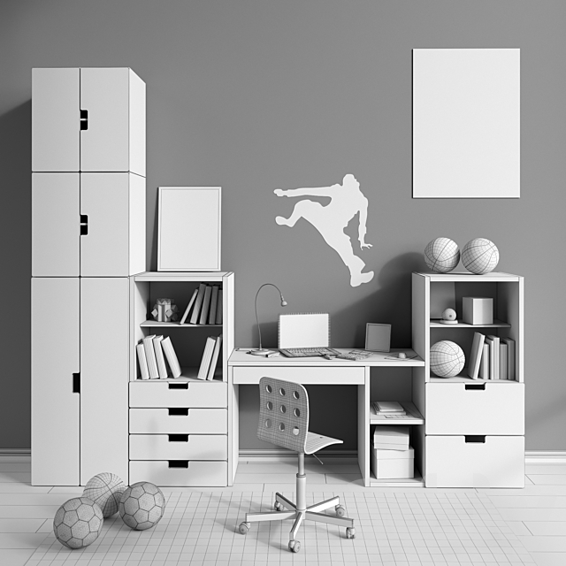 Modular furniture and accessories for a children’s room IKEA set 1 3ds Max - thumbnail 3