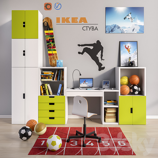 Modular furniture and accessories for a children’s room IKEA set 2 3ds Max - thumbnail 1