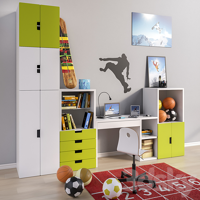 Modular furniture and accessories for a children’s room IKEA set 2 3ds Max - thumbnail 2