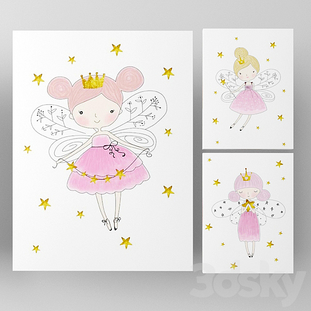 Posters for a child fairy girl 2 3ds Max - thumbnail 3