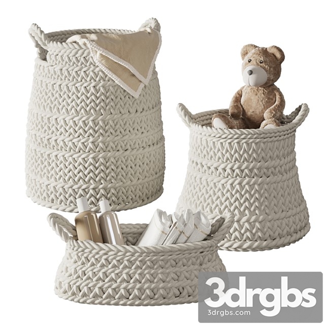 Pottery Barn Ivory Chunky Knit Nursery Storage 3dsmax Download - thumbnail 1