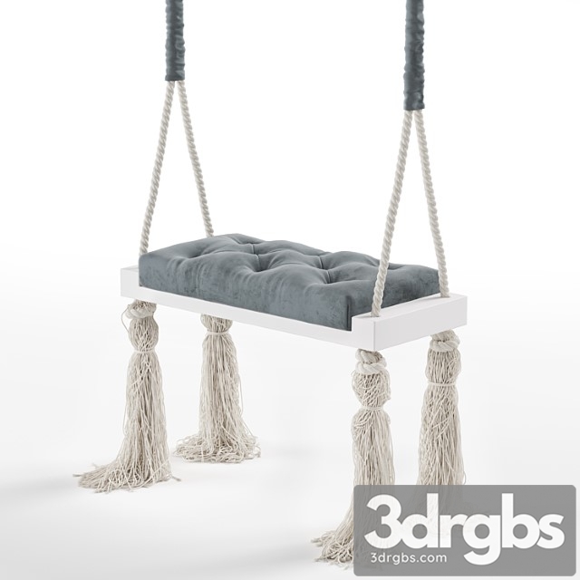 Quilted Wooden Indoor Swing Rope Hanging Chair - thumbnail 1