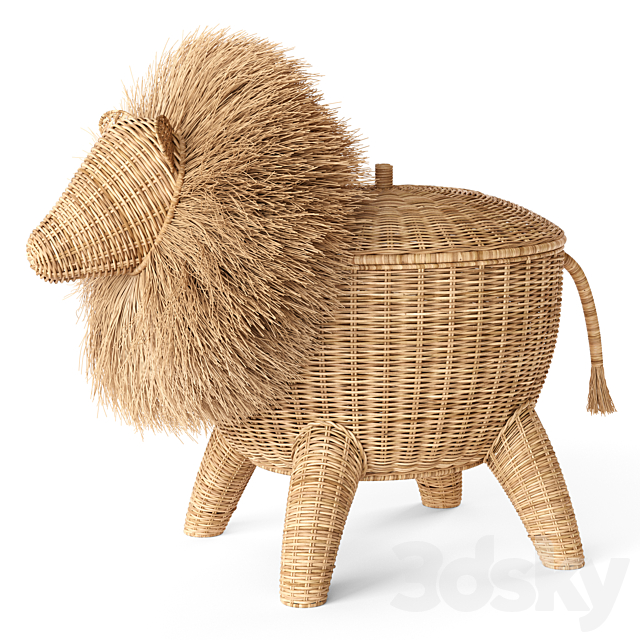 RATTAN ANIMAL BASKET LION Restoration Hardware 3ds Max - thumbnail 2