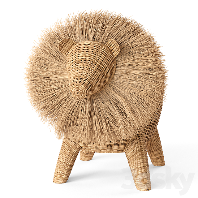 RATTAN ANIMAL BASKET LION Restoration Hardware 3ds Max - thumbnail 3