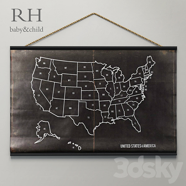 RH _ USA CHALKBOARD MAP 3ds Max - thumbnail 1