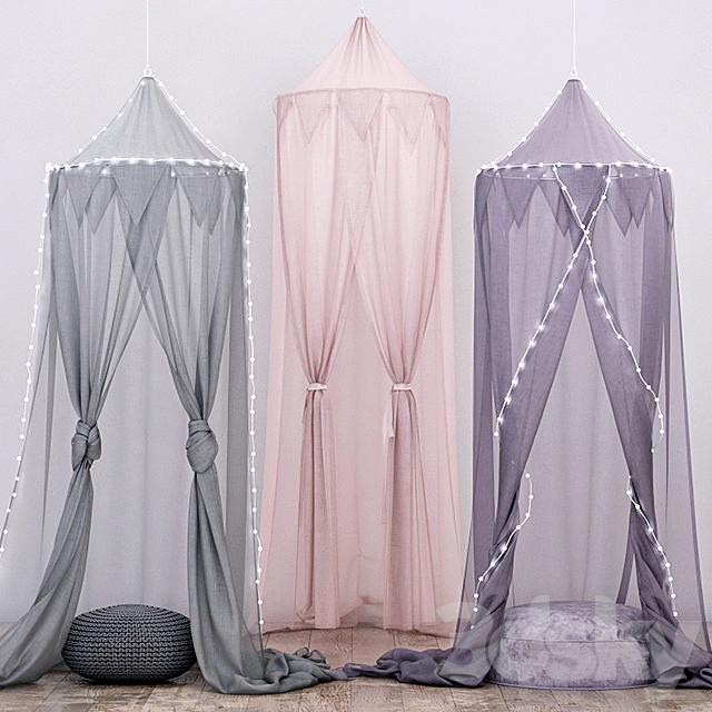 RH Cotton Voile Play Canopy (3 pieces) 3ds Max - thumbnail 1