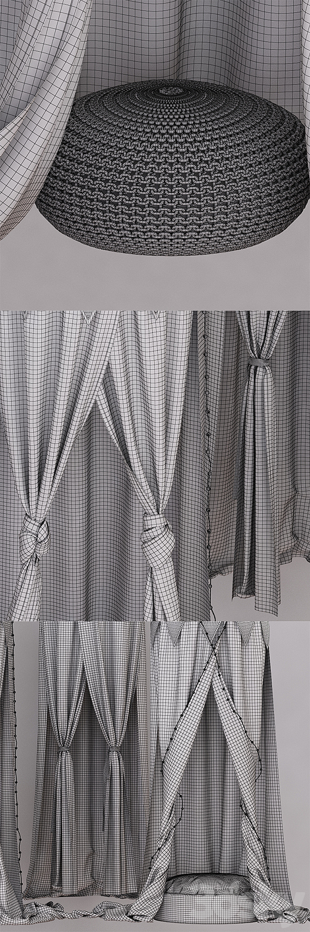 RH Cotton Voile Play Canopy (3 pieces) 3ds Max - thumbnail 3