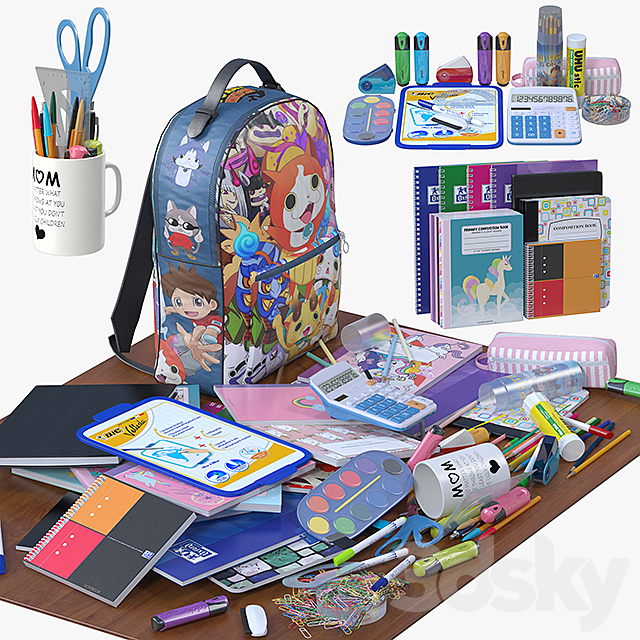 school supplies 3ds Max - thumbnail 1