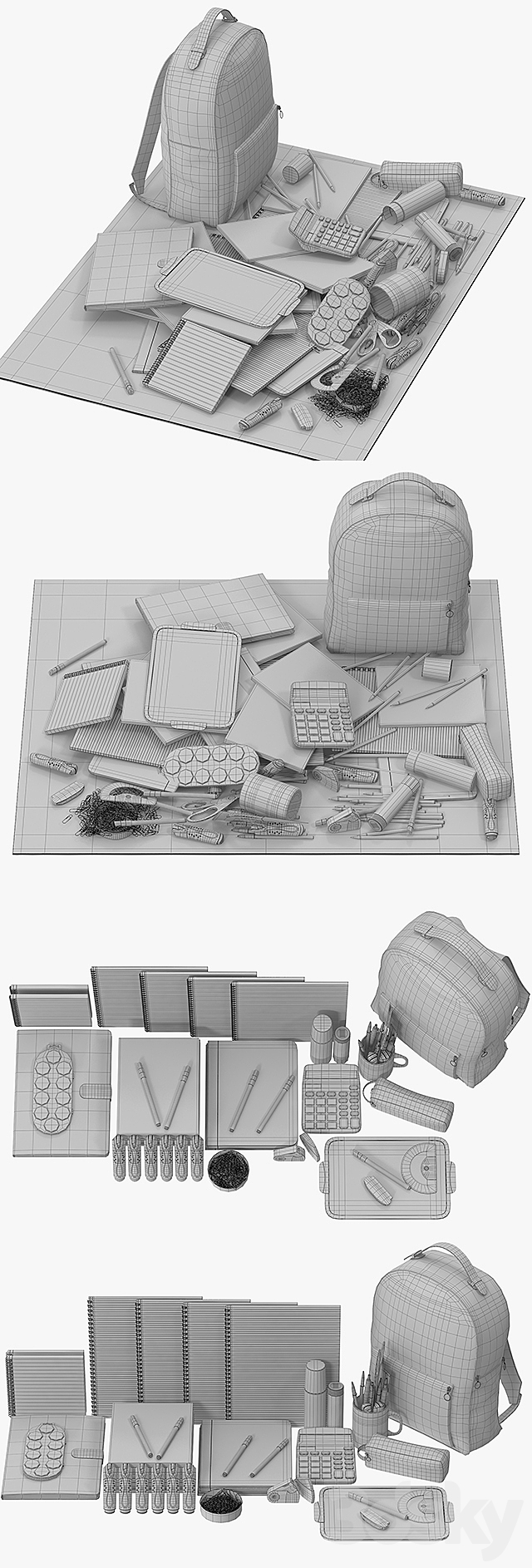 school supplies 3ds Max - thumbnail 3