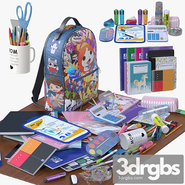 School Supplies 3dsmax Download - thumbnail 1