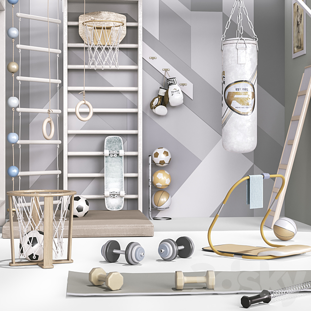 Sports furniture and equipment set 2 3ds Max - thumbnail 3