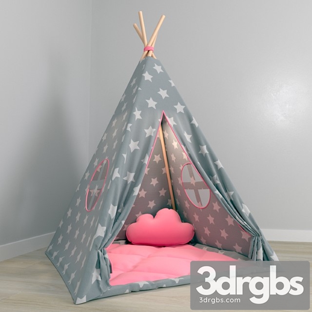 Teepee Set Kids Children 3dsmax Download - thumbnail 1