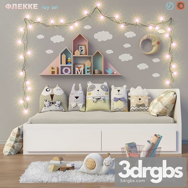 Toys and Daybed Ikea Flekke Set 14 3dsmax Download - thumbnail 1