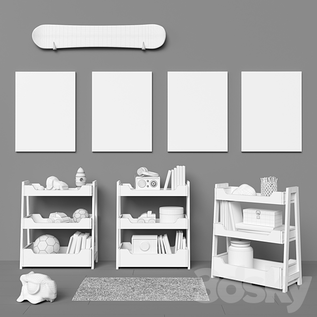 Toys and Small Bookcase (3 colors) set 18 3ds Max - thumbnail 3